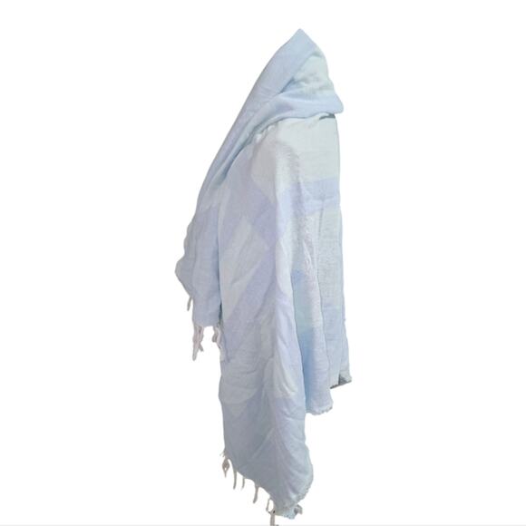 Pink Victoria's Secret Light Blue Fringed Shawl Throw Blanket Wrap 50 X 60 New - Picture 3 of 6